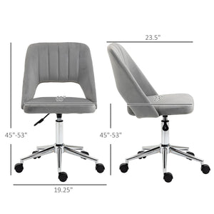 English Elm Vinsetto Stylish Grey Velvet Mid Back Office Chair - Armless, Adjustable Height, 360° Swivel Design W2225P156111-GIGA