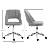 English Elm Vinsetto Modern Mid Back Office Chair With Velvet Fabric, Swivel Computer Armless Desk Chair With Hollow Back Design For Home Office, Grey