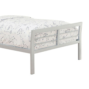 English Elm Silver Full Metal Bed with Nautical Horizontal Slat Headboard, Modern Silver Finish, 600 lb Capacity B062S00303