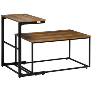 English Elm HOMCOM Industrial Nesting Tables Set of 2 – Space-Saving Coffee & Side Tables, Rustic MDF Top, Stable Adjusts W2225P156112