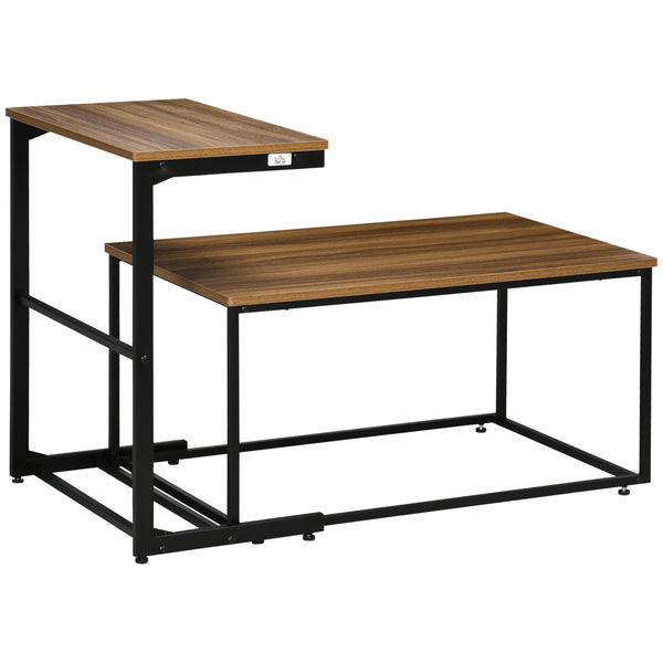 English Elm HOMCOM Industrial Nesting Tables Set of 2 – Space-Saving Coffee & Side Tables, Rustic MDF Top, Stable Adjusts W2225P156112