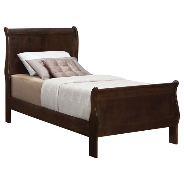 English Elm Cappuccino Twin Sleigh Bed – Elegant Curved Design, Sturdy Hardwood Construction, Perfect For Every Room B062S00308