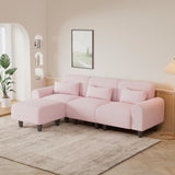 Hearth and Haven Yawn 3-Piece Convertible Sectional Sofa Set with Pillows, Pink and Black W1658S00014