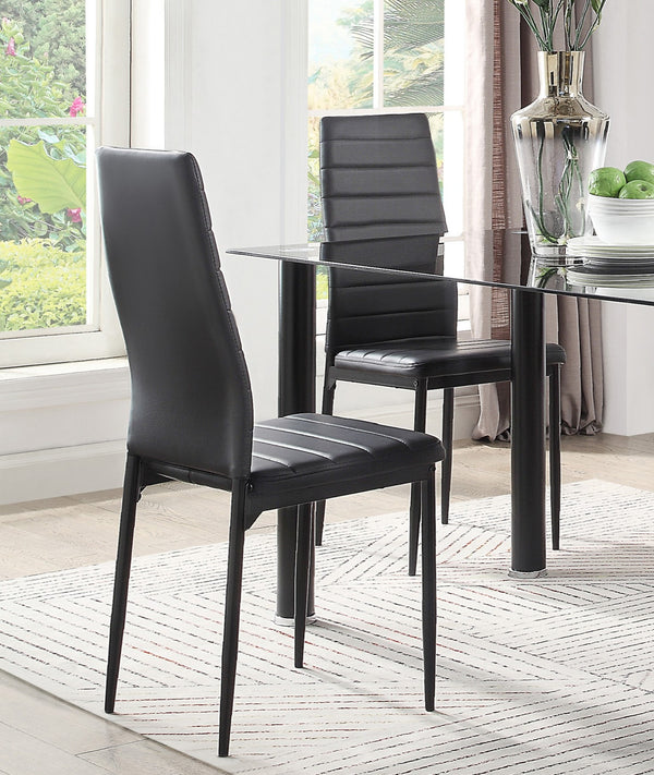 English Elm Modern Florian Black Faux Leather Side Chairs Set of 2 — Metal Frame, Contemporary Dining Comfort B011P156153