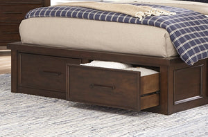 English Elm 6 Drawer Queen Sleigh Bed Mango Veneer Platform Frame Classic Bedroom Storage B011S00717