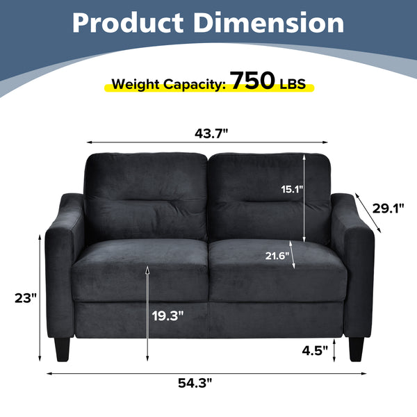 English Elm Couch Luxurious Velvet Loveseat For Small Spaces - Modern Mid-Century Style For Living Rooms & Offices W2121137533