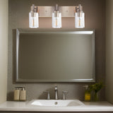 3-Light Brushed Nickel Vanity Fixture for Bathroom, Industrial Design, Easy Installation, Dimmable, 23.60 x 7.00 x 7.90