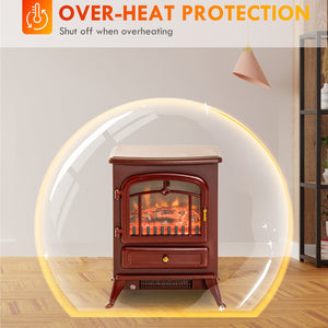 English Elm Homcom 22" Electric Fireplace Heater With Realistic Flames, Adjustable Heat, Safety Features & Portable Design W2225P156099