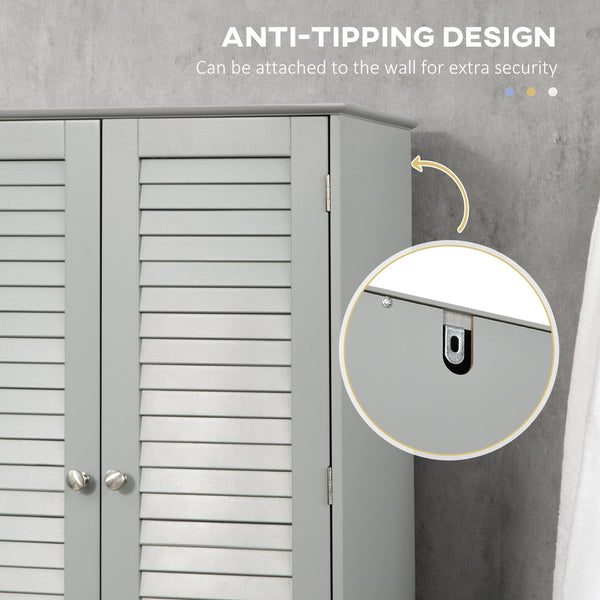 English Elm Homcom Tall Narrow Bathroom Storage Cabinet - Modern Freestanding Linen Organizer With Adjustable Shelves W2225P156105