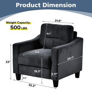 English Elm Couch Compact Velvet Loveseat - Stylish Mid-Century Modern Seating For Small Spaces & Offices W2121137529