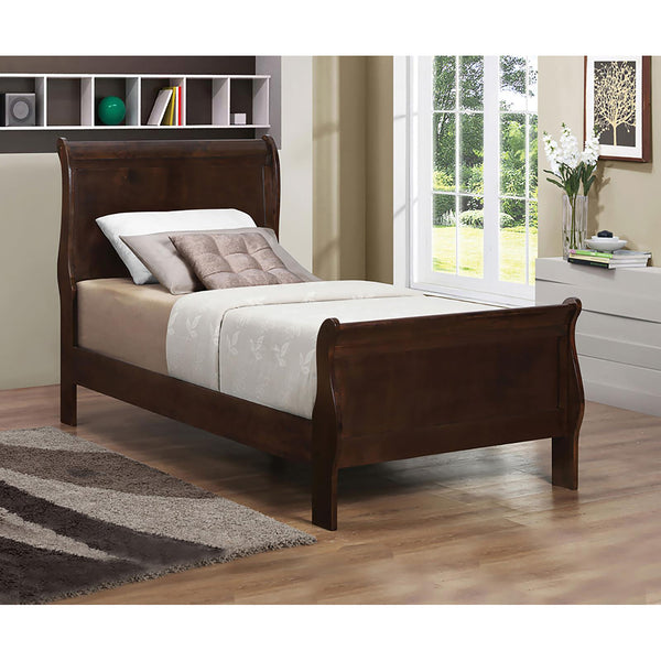 English Elm Cappuccino Twin Sleigh Bed – Elegant Curved Design, Sturdy Hardwood Construction, Perfect For Every Room B062S00308