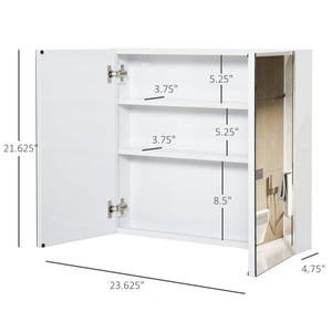 English Elm Kleankin Bathroom Mirrored Cabinet - Sleek 24"X22" Wall-Mounted Organizer With Double Doors, White W2225P156100