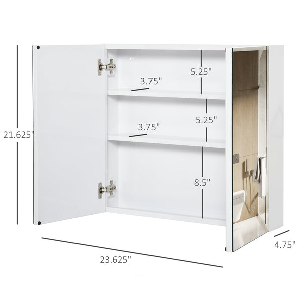 English Elm Kleankin Bathroom Mirrored Cabinet - Sleek 24"X22" Wall-Mounted Organizer With Double Doors, White W2225P156100