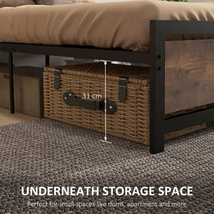 English Elm HOMCOM Full Bed Frame with Headboard & Footboard, 660lb Steel Slats, 12.25" Underbed Storage, Black Vintage Design W2225P156115