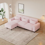 Hearth and Haven Yawn 3-Piece Convertible Sectional Sofa Set with Pillows, Pink and Black W1658S00014