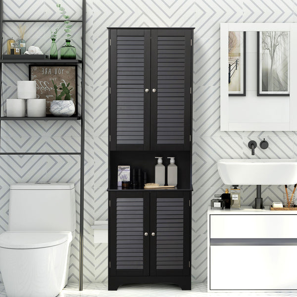 English Elm Homcom Tall Narrow Bathroom Storage Cabinet With Adjustable Shelves & Two Enclosed Doors For Stylish Organization W2225P156108