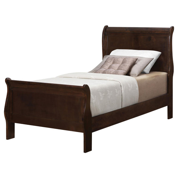 English Elm Cappuccino Twin Sleigh Bed – Elegant Curved Design, Sturdy Hardwood Construction, Perfect For Every Room B062S00308