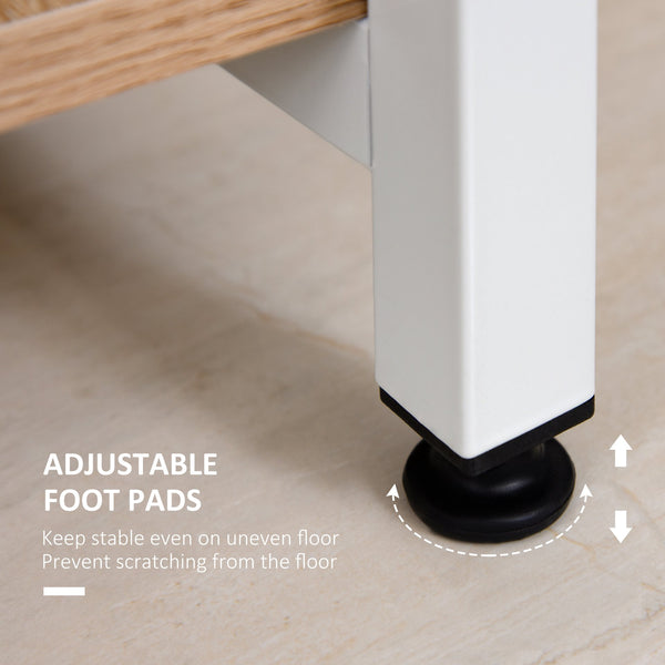 English Elm HOMCOM 68" Office Computer Desk Workstation with Shelves & CPU Stand, Oak Woodgrain Storage Surface W2225P156110