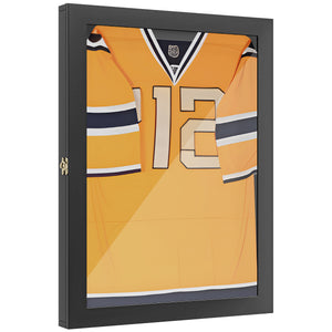 English Elm HOMCOM Jersey Display Case 23.5"x31.5" Wall-Mounted Acrylic Shadow Box with Lockable Hinge & UV Guard Black W2225P156103