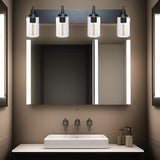 English Elm 4 Lights Bathroom Vanity Light Fixture Black Sconces Wall Lighting Modern Industrial Indoor Wall Mounted Lamp