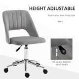 English Elm Vinsetto Modern Mid Back Office Chair With Velvet Fabric, Swivel Computer Armless Desk Chair With Hollow Back Design For Home Office, Grey