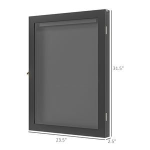 English Elm HOMCOM Jersey Display Case 23.5"x31.5" Wall-Mounted Acrylic Shadow Box with Lockable Hinge & UV Guard Black W2225P156103