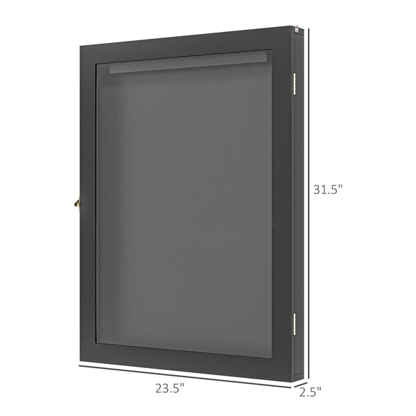 English Elm HOMCOM Jersey Display Case 23.5"x31.5" Wall-Mounted Acrylic Shadow Box with Lockable Hinge & UV Guard Black W2225P156103