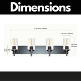 English Elm 4 Lights Bathroom Vanity Light Fixture Black Sconces Wall Lighting Modern Industrial Indoor Wall Mounted Lamp