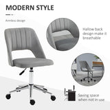 English Elm Vinsetto Modern Mid Back Office Chair With Velvet Fabric, Swivel Computer Armless Desk Chair With Hollow Back Design For Home Office, Grey