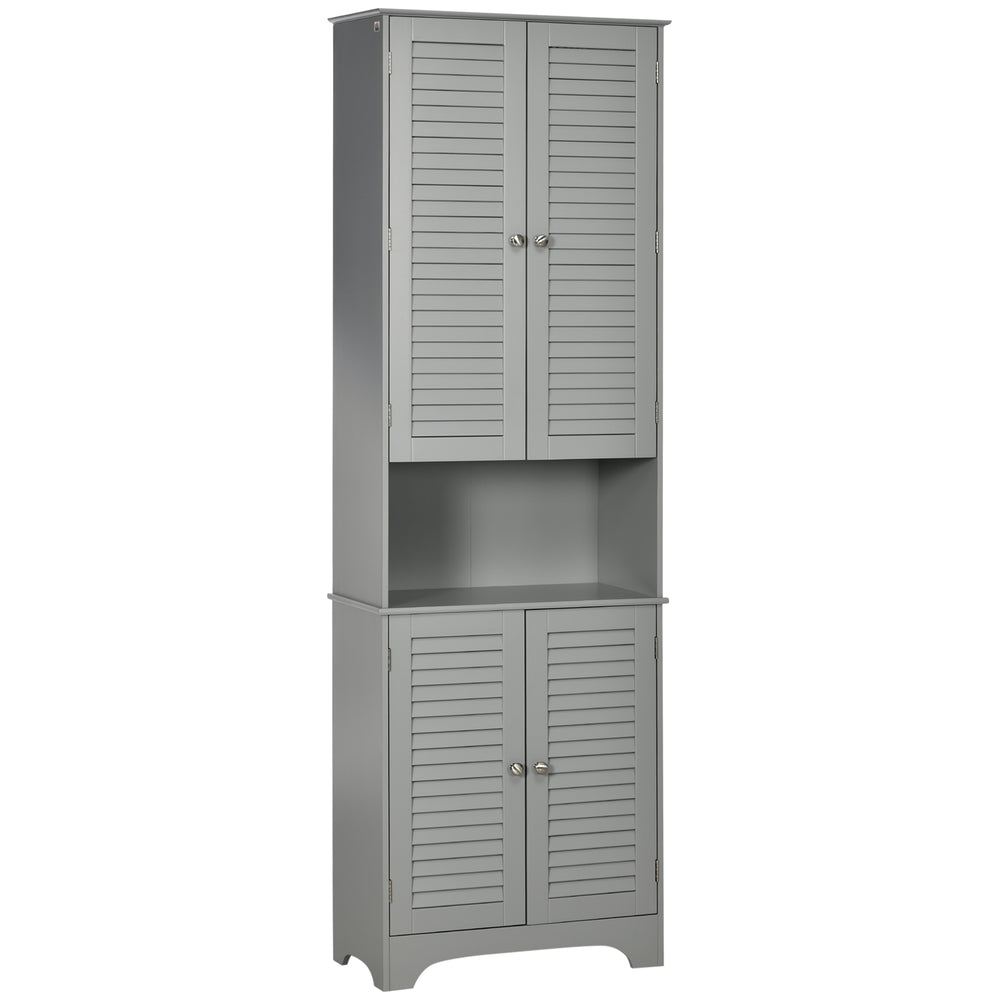 English Elm Homcom Tall Narrow Bathroom Storage Cabinet - Modern Freestanding Linen Organizer With Adjustable Shelves W2225P156105