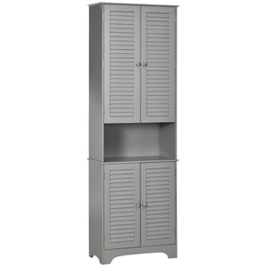 English Elm Homcom Tall Narrow Bathroom Storage Cabinet - Modern Freestanding Linen Organizer With Adjustable Shelves W2225P156105
