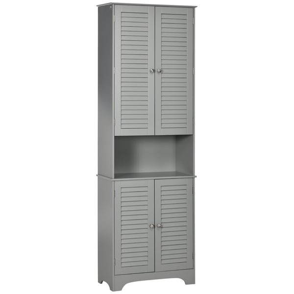 English Elm Homcom Tall Narrow Bathroom Storage Cabinet - Modern Freestanding Linen Organizer With Adjustable Shelves W2225P156105