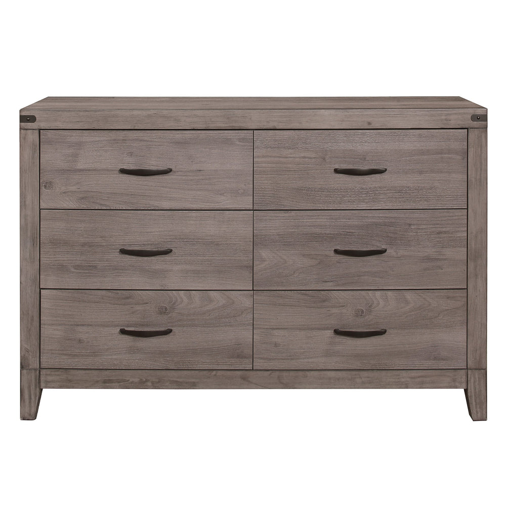 English Elm Industrial Woodrow 6-Drawer Dresser in Brownish Gray Melamine with Dark Metal Accents, 54" x 36" B011P156154