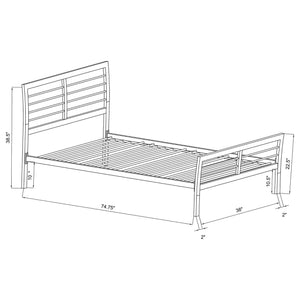English Elm Silver Twin Metal Bed with Nautical-Inspired Horizontal Slats, Modern Silver Finish, 400lb Capacity, Contemporary Design B062S00309