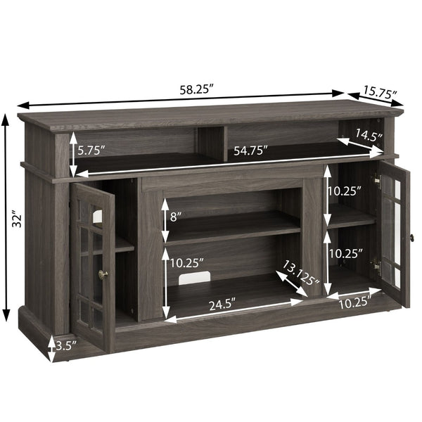 English Elm Classic Fireplace Entertainment Console Dark Walnut Finish Supports Tvs up to 65 Inches W1758S00008