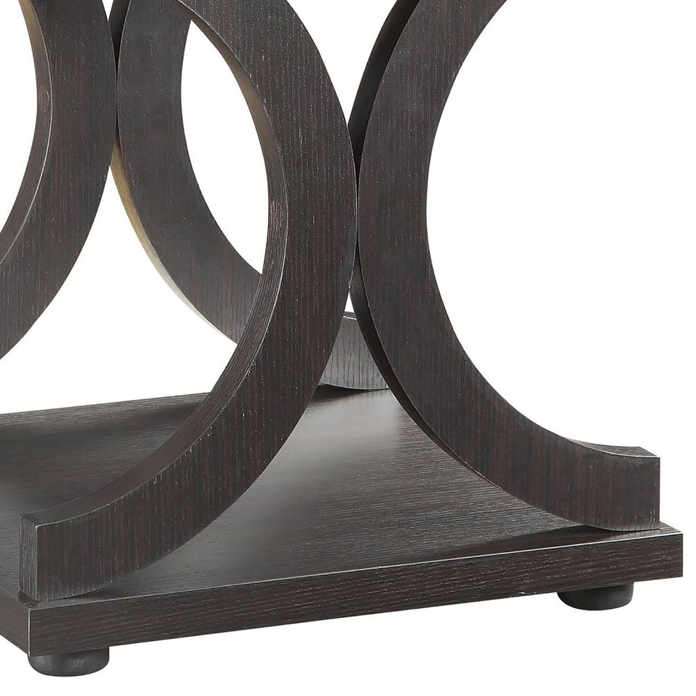 English Elm Cappuccino C-Shaped End Table – Contemporary Artistry Meets Functionality For Small Spaces & Storage B062P153619