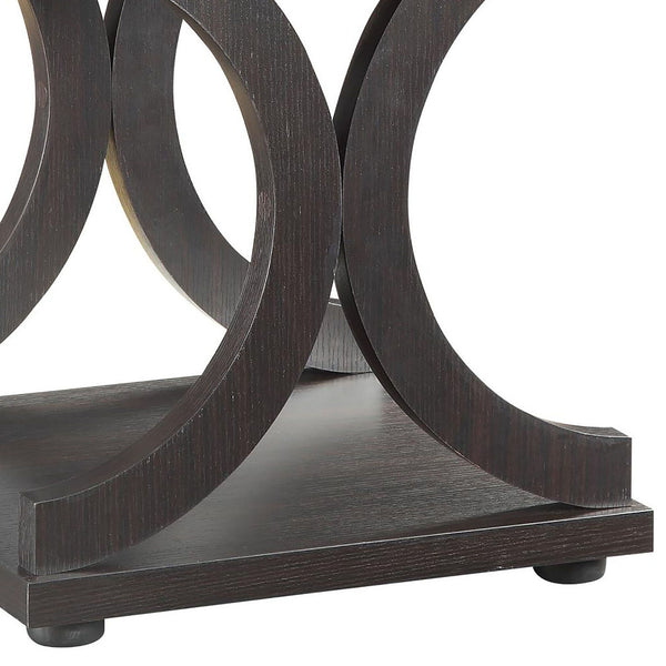 English Elm Cappuccino C-Shaped End Table – Contemporary Artistry Meets Functionality For Small Spaces & Storage B062P153619