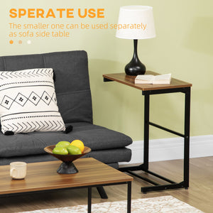 English Elm HOMCOM Industrial Nesting Tables Set of 2 – Space-Saving Coffee & Side Tables, Rustic MDF Top, Stable Adjusts W2225P156112