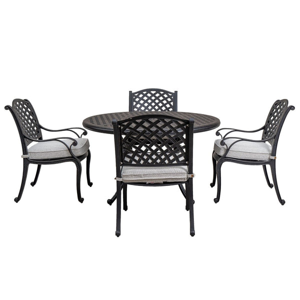 English Elm Stylish 5-Piece Aluminum Dining Set With Cushions, Round Table & Umbrella Hole For Outdoor Elegance B010S00441-GIGA