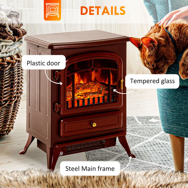 English Elm Homcom 22" Electric Fireplace Heater With Realistic Flames, Adjustable Heat, Safety Features & Portable Design W2225P156099