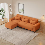 Hearth and Haven Yawn 3-Piece Convertible Sectional Sofa Set with Pillows, Orange and Black W1658S00013