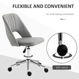 English Elm Vinsetto Modern Mid Back Office Chair With Velvet Fabric, Swivel Computer Armless Desk Chair With Hollow Back Design For Home Office, Grey