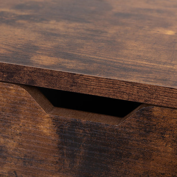 English Elm ightstand Rustic Brown & Black Nightstand with 2 Drawers, Solid Wood Legs, 66lb Top Capacity, Storage Elegance for Bedroom W2181P156142