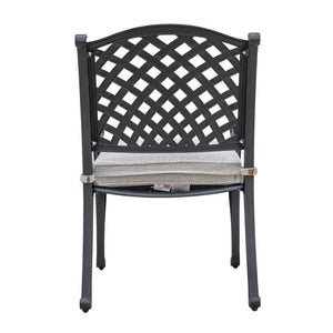 English Elm Outdoor Dining Chair Antique Gray with Sandstorm Cushion — Powder-Coated Aluminum, Lattice Back, Durable Elegance B010P156182