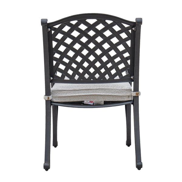 English Elm Outdoor Dining Chair Antique Gray with Sandstorm Cushion — Powder-Coated Aluminum, Lattice Back, Durable Elegance B010P156182
