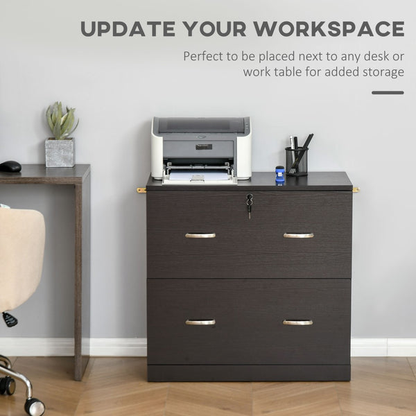 English Elm Vinsetto 2-Drawer Vertical Filing Cabinet With Lock, Space-Saving Design For Home Office Organization W2225P156114-GIGA