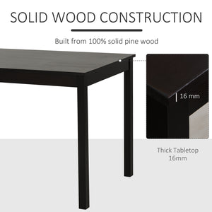 English Elm HOMCOM Chestnut Pine 5-Piece Dining Set for 4 — Compact Rustic Wooden Table & High-Back Slatted Chairs W2225P156107