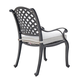 English Elm Outdoor Dining Chair Antique Gray with Sandstorm Cushion — Powder-Coated Aluminum, Lattice Back, Durable Elegance B010P156182