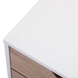 English Elm Nightstand Modern White Walnut 2-Drawer Bedside Tables with Solid Wood Legs, Durable Storage Pair W2181P156141