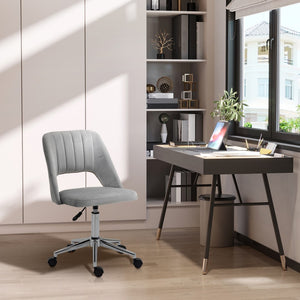 English Elm Vinsetto Modern Mid Back Office Chair With Velvet Fabric, Swivel Computer Armless Desk Chair With Hollow Back Design For Home Office, Grey